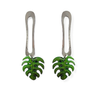 OBLONG SILVER POST with SMALL MONSTERA