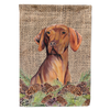 Faux Burlap and Pine Cones with Dog Flag Garden Size - S000213B001695P118764V000