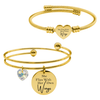 14k Gold Plated Inspirational Double Layer And Heart Cable Set By Pink Box Part 2 - 23.S.SWA-DBL.OHC-SHEFLIES-GLD
