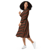 Red and Brown African Print Long Sleeve Midi Dress - S002472B002689P001140V000