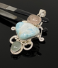 Larimar Gemstone Pendant with Aquamarine and Morganite , Wire Wrapped Pendant, Silver Jewelry Gifts for Her, Bohemian Jewelry