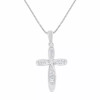 10K White Gold 1/5carat Total Diamond Weight Diamond Cross Pendant Necklace