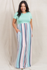 Short Sleeve Multi Stripe Maxi Dress - 2ELOGES2221