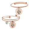 Rose Gold Plated Inspirational Bracelet Set With Austrian Crystals By Pink Box Part 2 - 23.S.SWA-DBL.OPN-OLIVELAUGHLOVE-RGD