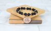 Natural Lava Inspirational Stretch Bracelet In Rose Gold Accent By Pink Box - MLAVALUCKYTOBEYOURGD