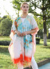 Fringe Detailed Cashmere Blend Imagination Poncho-Teal