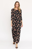 Vintage Bouquet Floral 3/4 Sleeve Maxi Dress