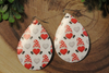 Valentine's Day Gnomes || Faux Leather Teardrop Dangle Earrings || Single-Sided