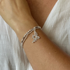 Double Strand Bracelet With Bee Pendant in Silver Plate