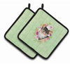 Dogs and Flowers Pair of Pot Holders - CK4385PTHD
