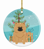 Christmas Tree and Dog on Ceramic Ornament - BB4269CO1