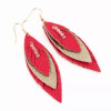 Three Layer Fringed Leather Marquise Earrings