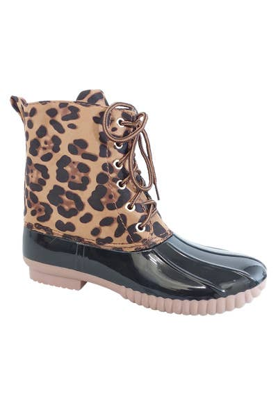 Yoki Womens Dylan-33 Leopard Rain Duck Boot