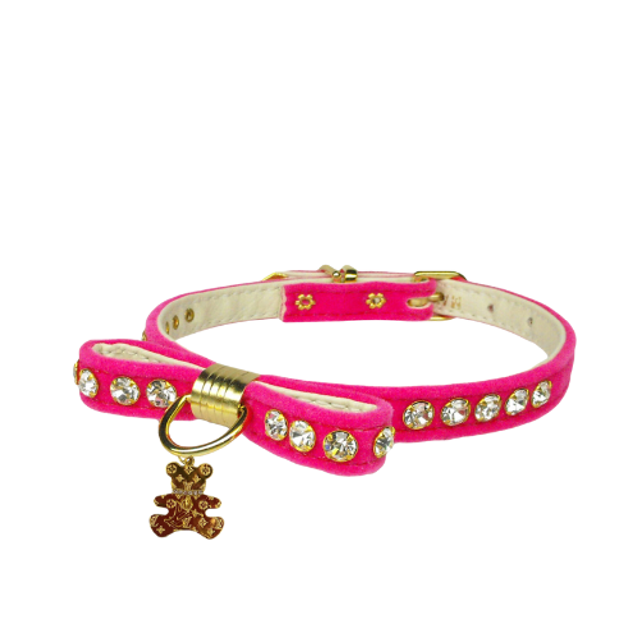 Velvet Bow Bear Charm Collar- Dog Collar - S002142B002493P001001V010