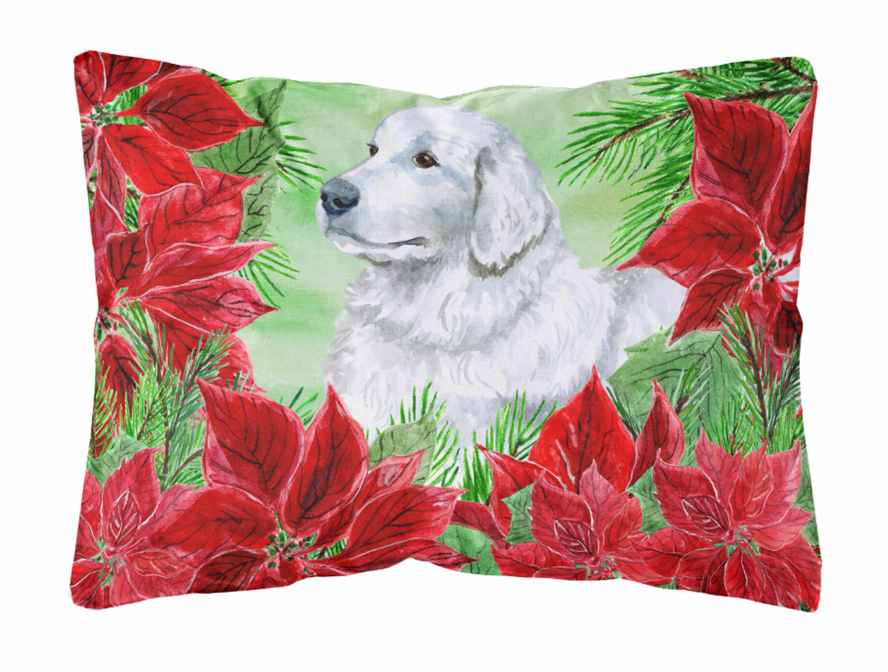 Poinsettas Dog Art Canvas Fabric Decorative Pillow - S000213B001695P112033V000