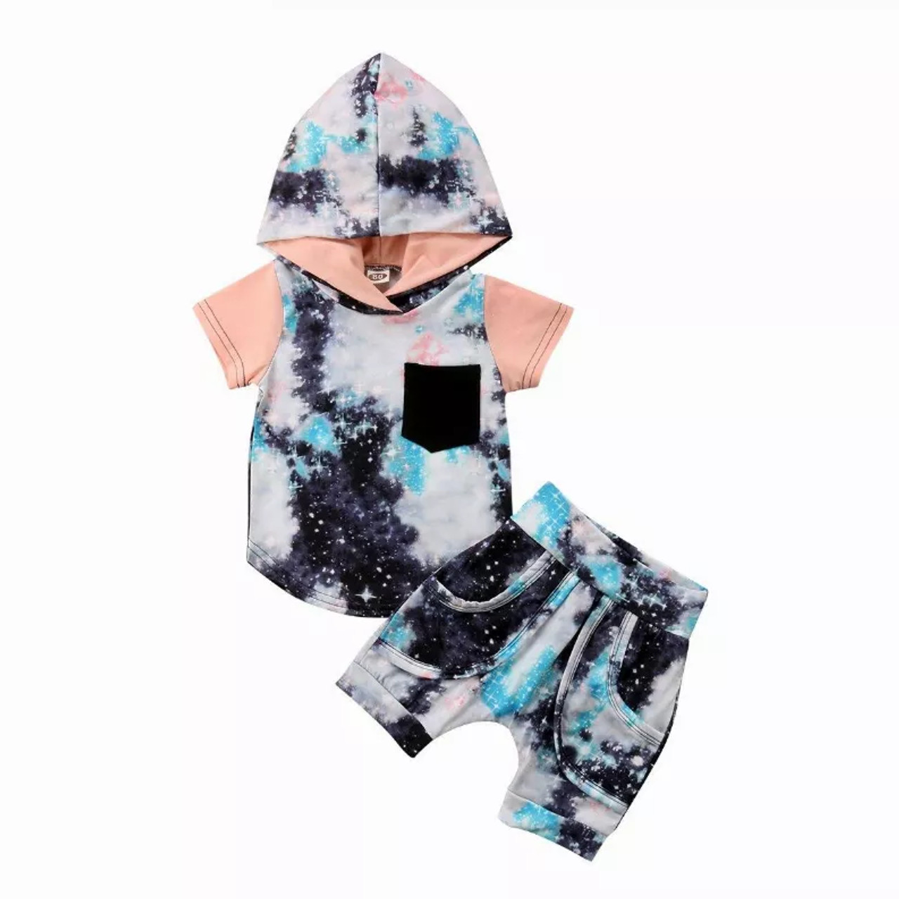 Tie Dye Hooded Short Set - S001578B002113P000097V005 Tie Dye Hooded Short Set - S001578B002113P000097V005