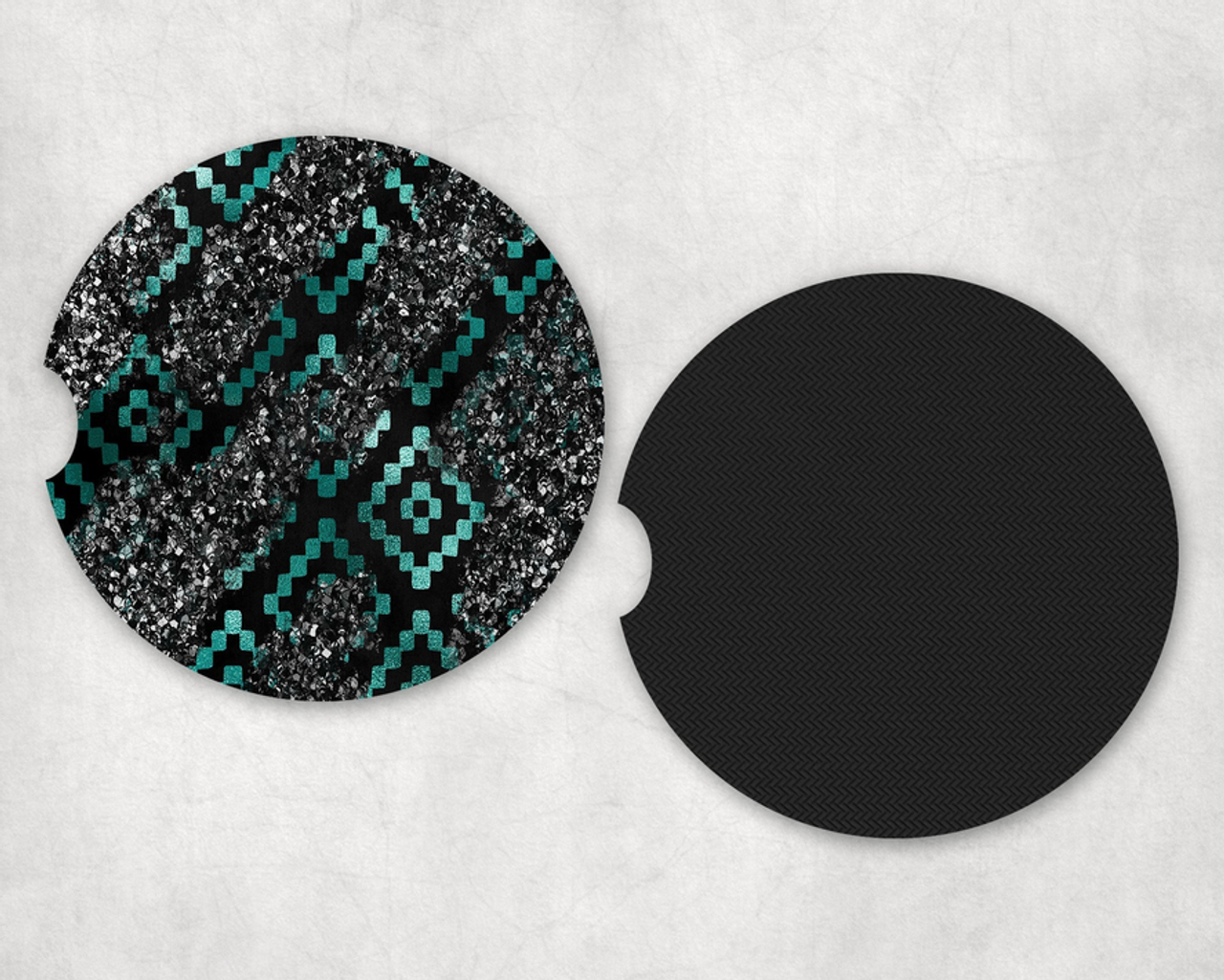 Aztec faux glitter|Car Coaster Set