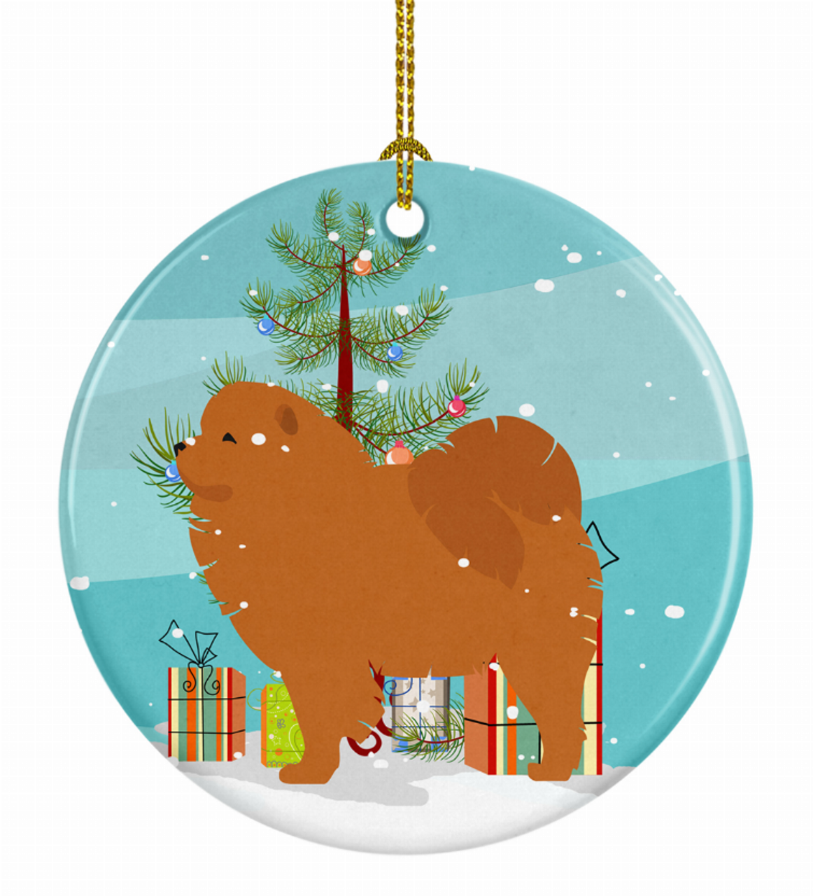 Christmas Tree and Dog on Ceramic Ornament - BB2969CO1