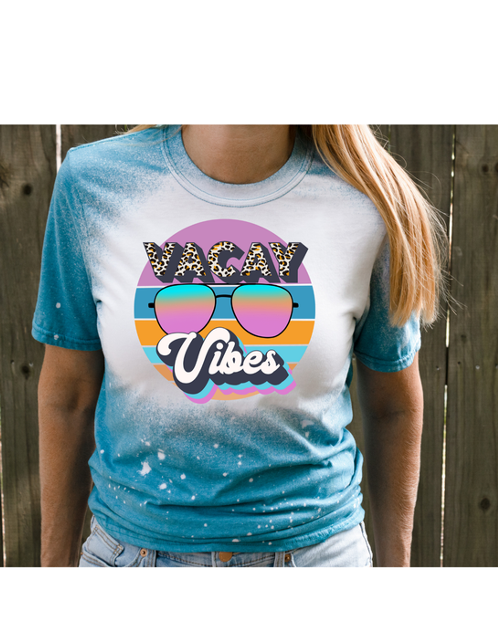 Vacay vibes bleached graphic tee