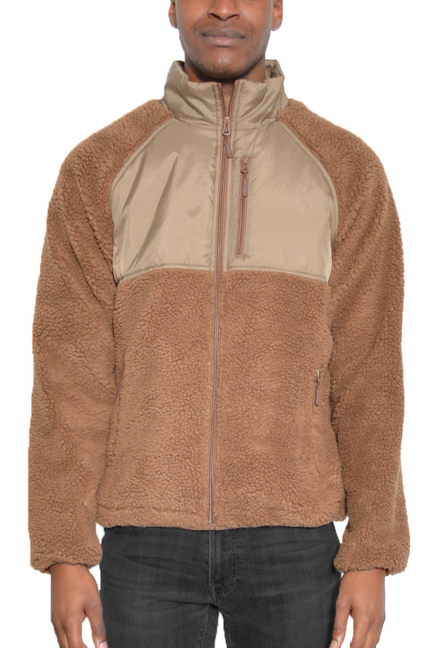 Sherpa Fleece Zip Up - WH011-CAMEL-3XL