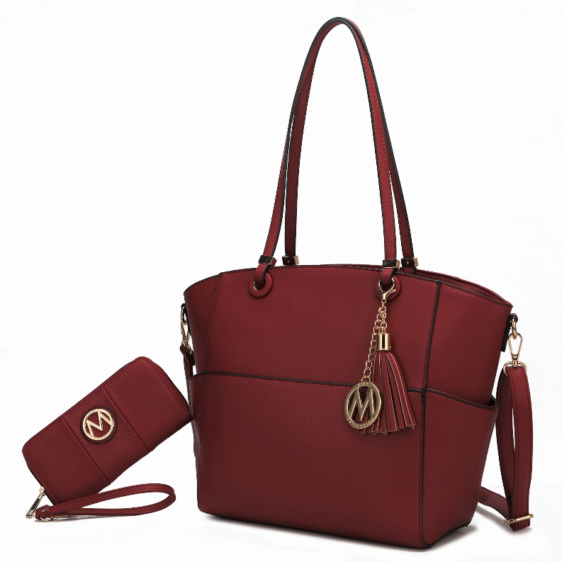 Prisha Vegan Leather Women's Tote Bag with Wallet  -2 pieces - S001652B002246P000358V009