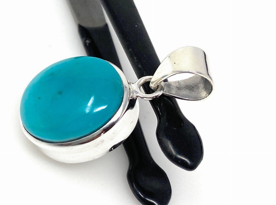 Natural Sleeping Beauty Turquoise Pendant, Robin Egg Blue Turquoise Silver Gemstone Pendant, Bohemian Jewelry, 1.30" X 0.65"
