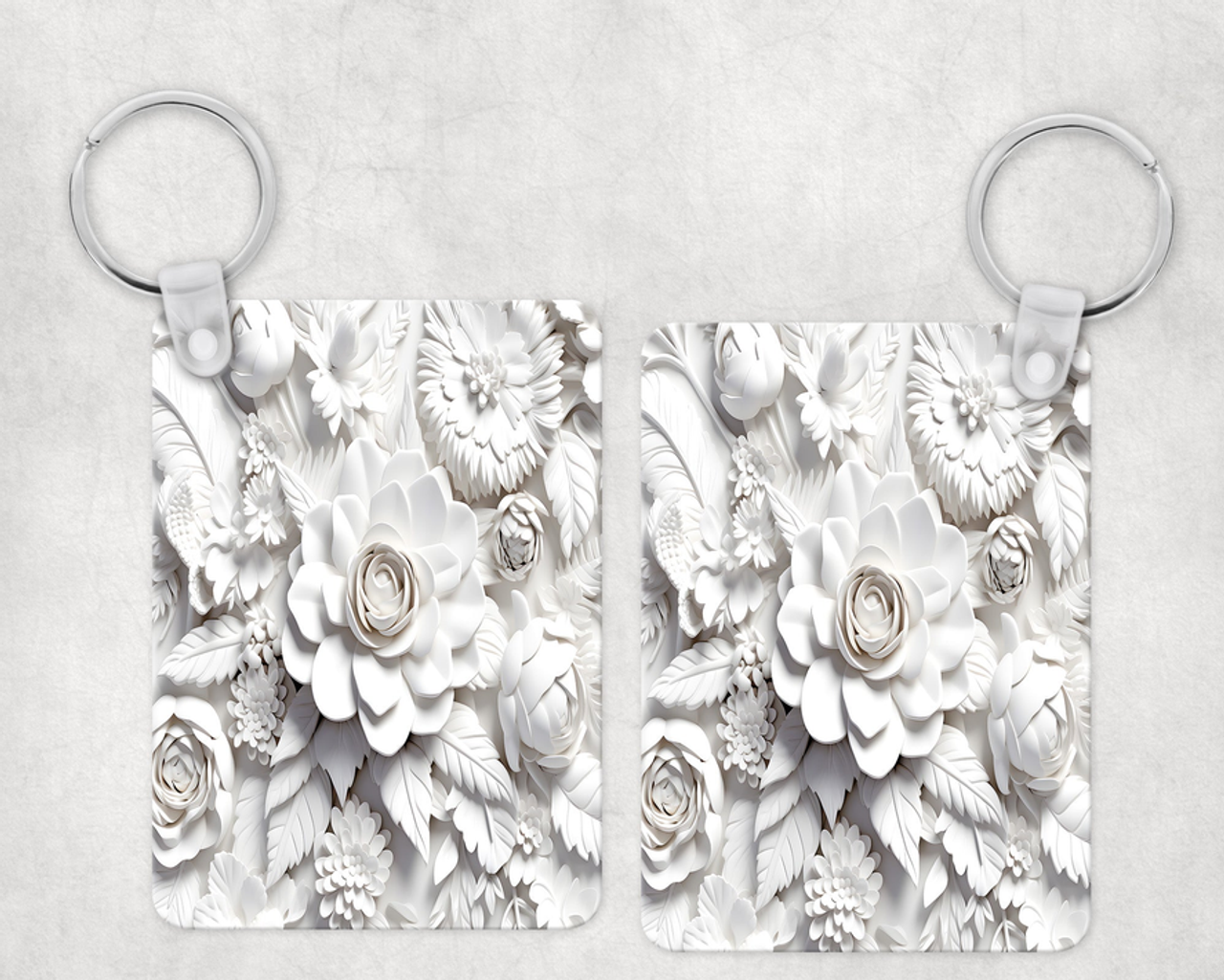 White Flowers Keychain
