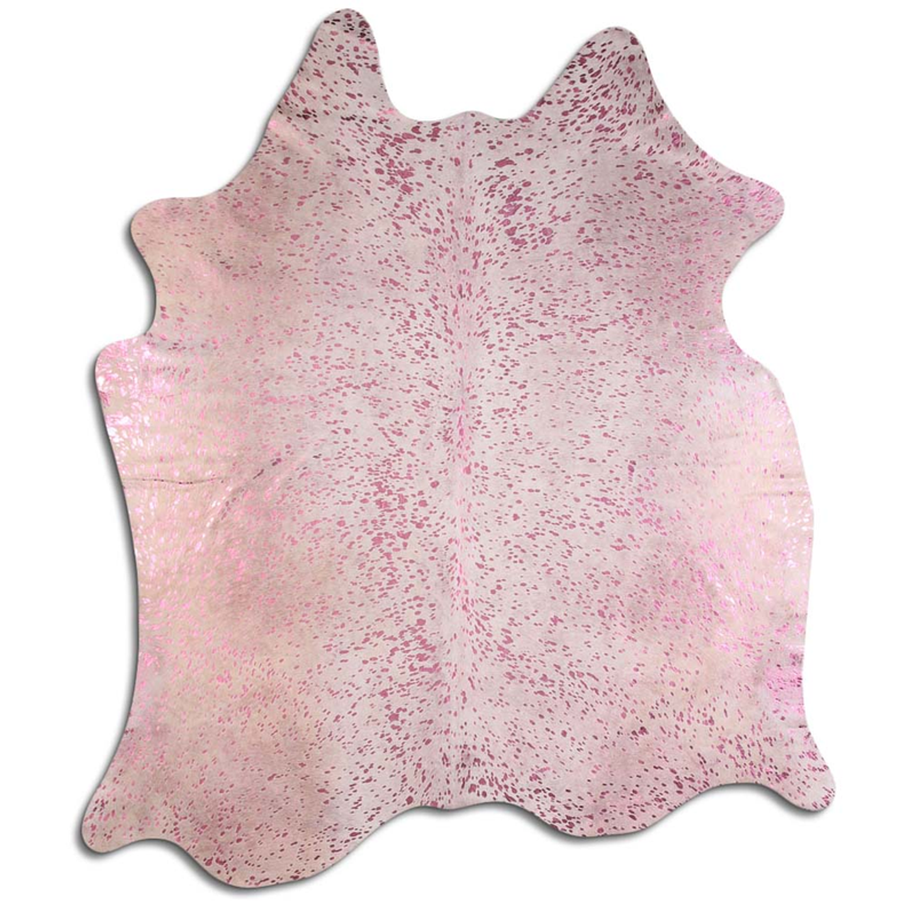 ACID WASHED HAIR ON COWHIDE PINK METALLIC ON WHITE