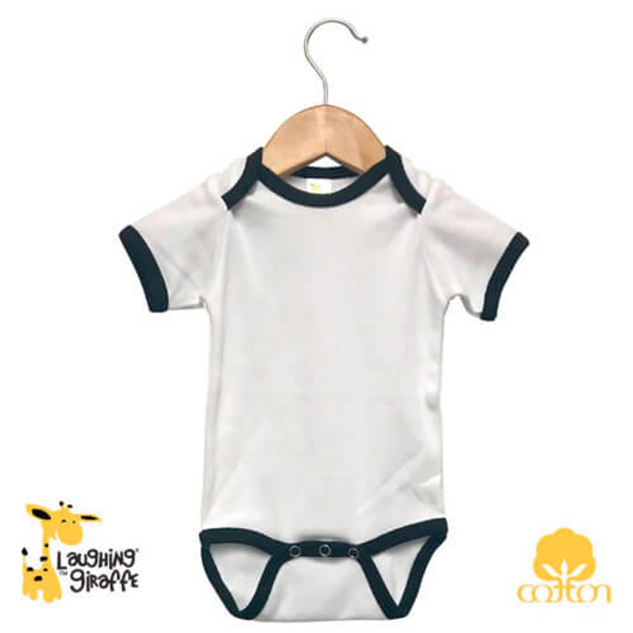 The Laughing Giraffe Baby Ringer Onesie Short Sleeve - LG2255WDWhiteBlack0-3M
