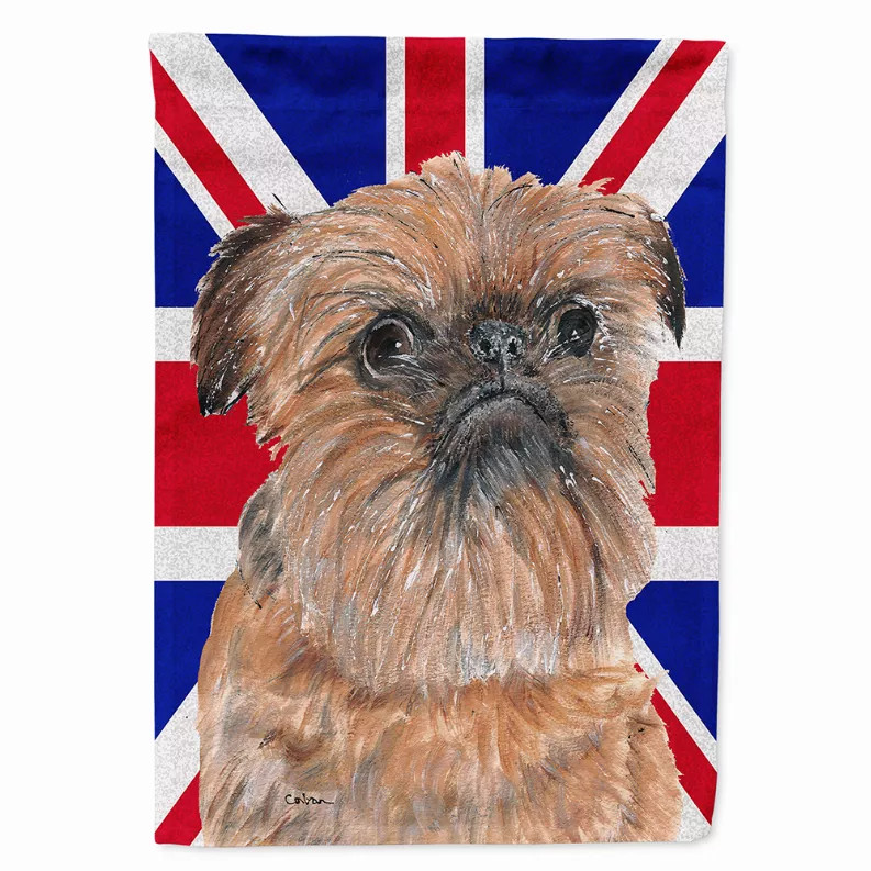 Dog with English Union Jack British Flag Garden Size Flag - SC9864GF