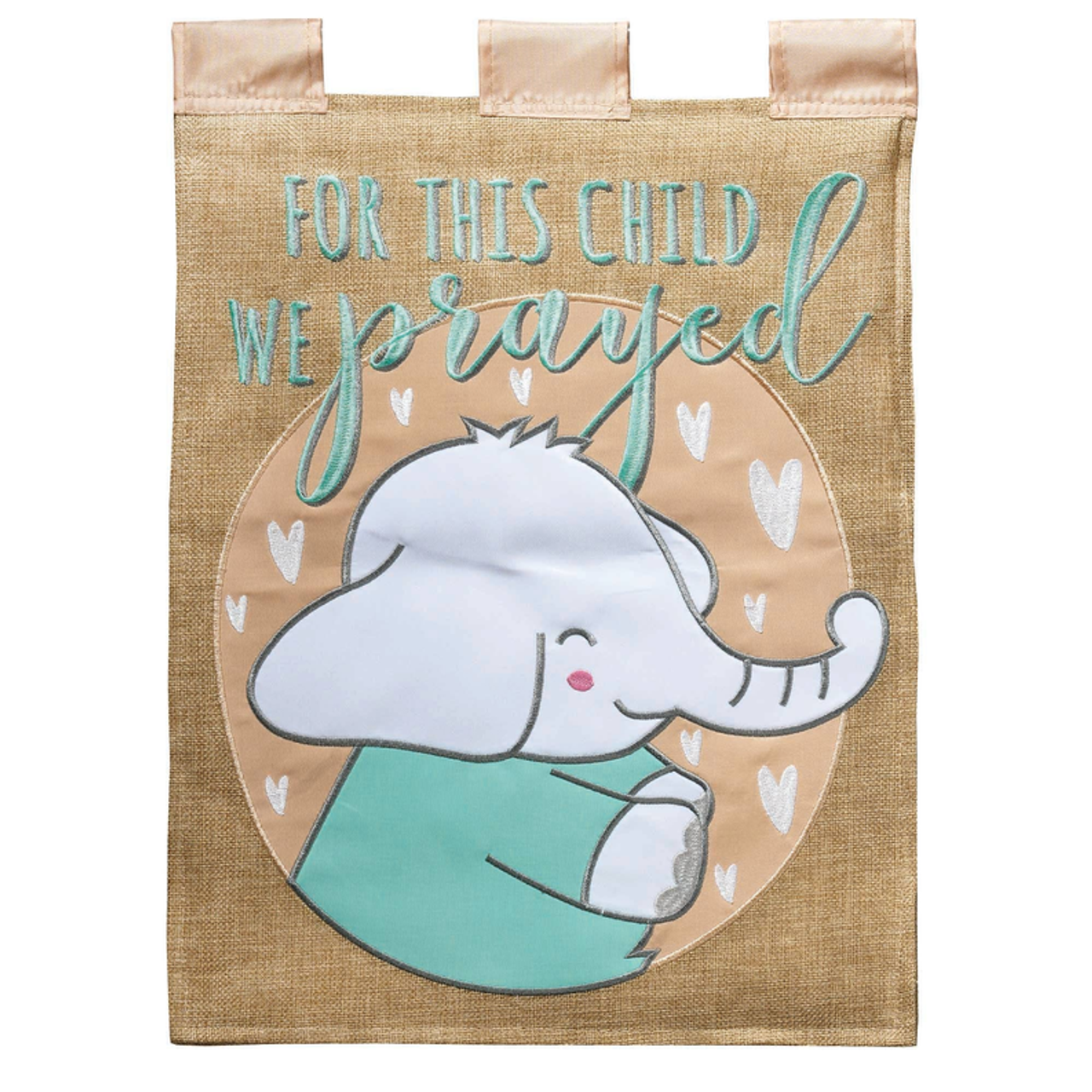 For This Child We Prayed Burlap Garden Flag