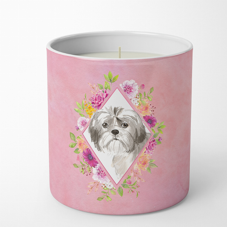 Dog 10 oz Flowers Decorative Soy Candle - CK4211CDL
