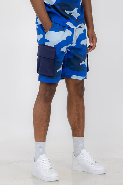 Full Camo Toggle Shorts - SP391-BLUE-2X