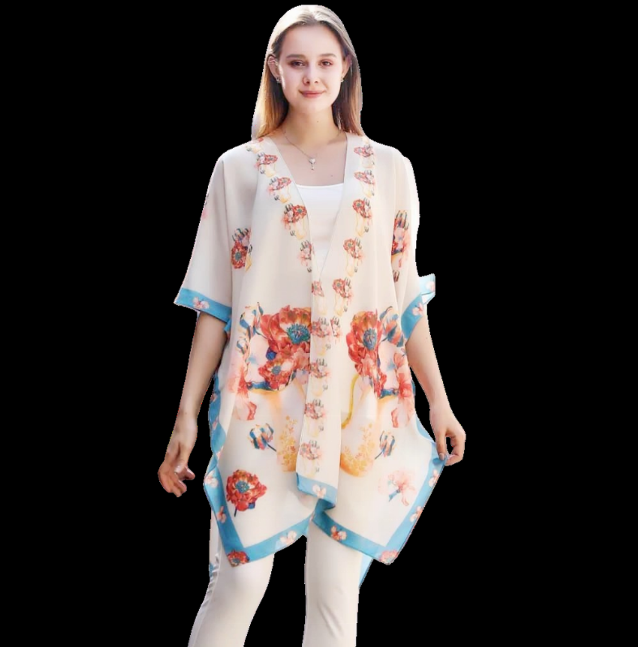 Multi Floral & Vase Kimono