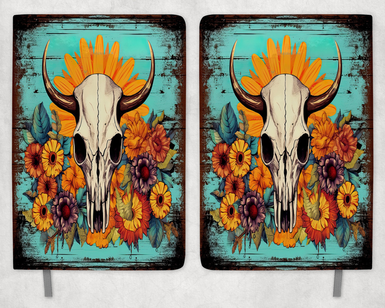 Western Bull Skull Printed 8 Inch  A5 Journal
