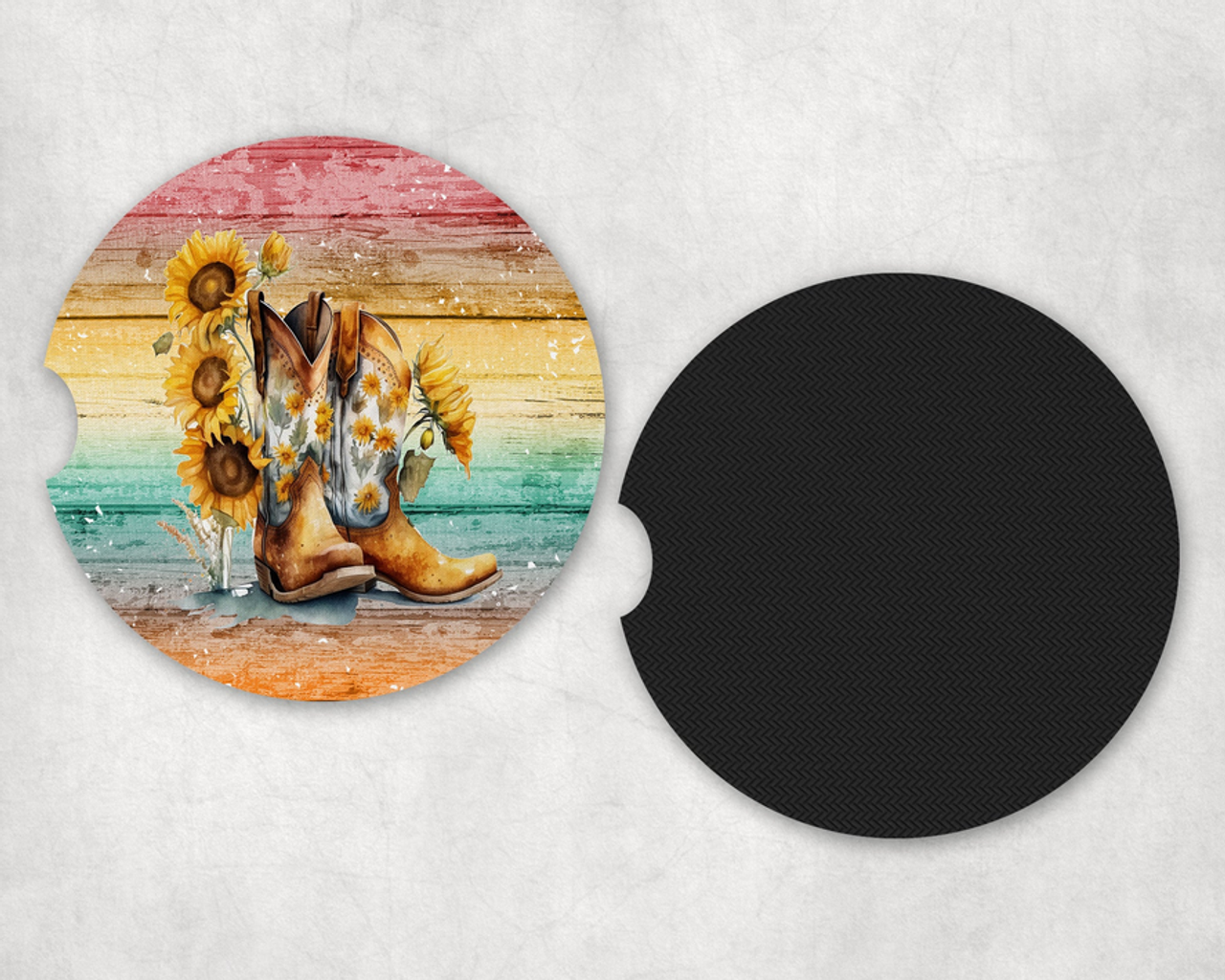 Cowboy Boots Neoprene Car Coaster Set