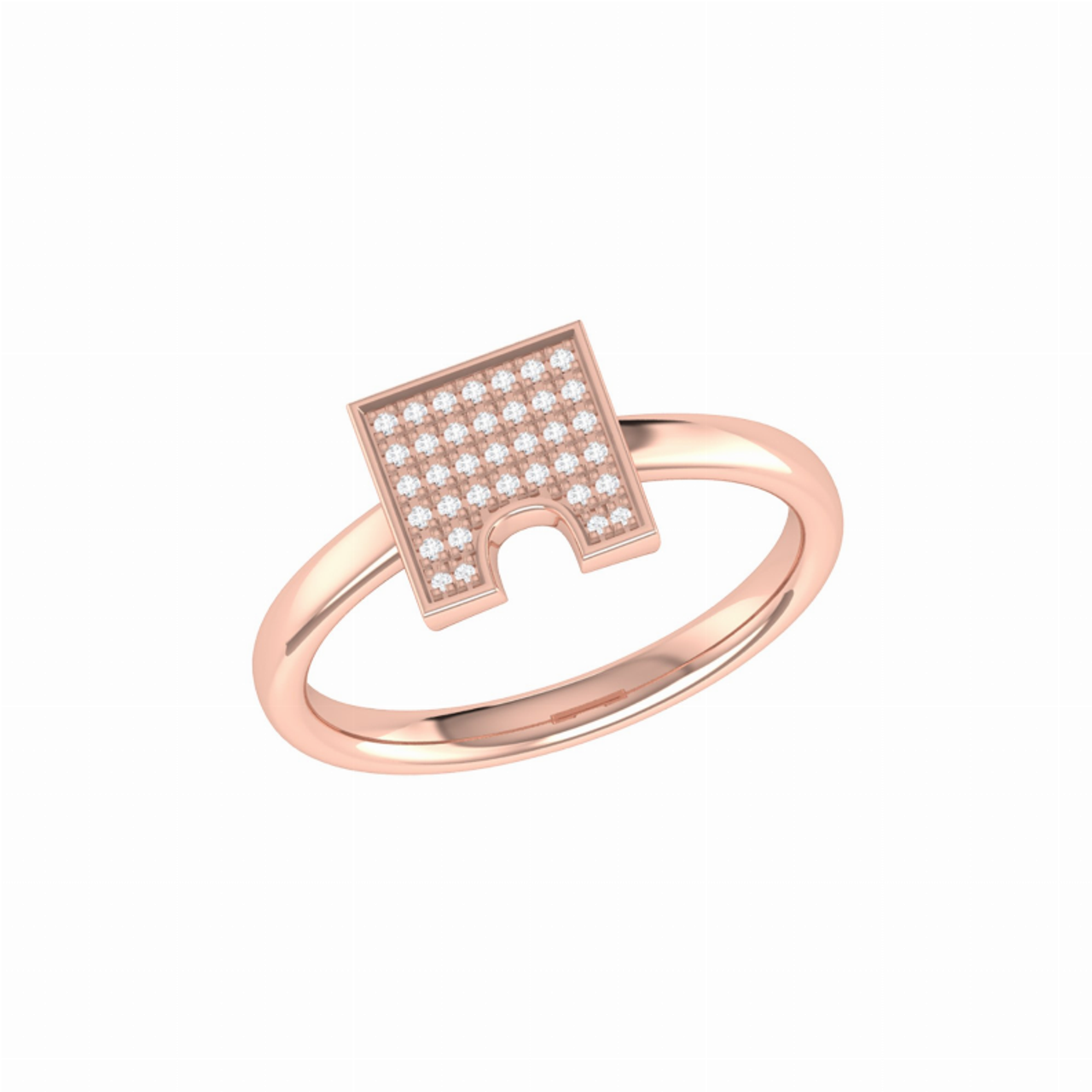 City Arches Square Diamond Ring in 14K Rose Gold Vermeil on Sterling Silver - LMJHMR0009R-1