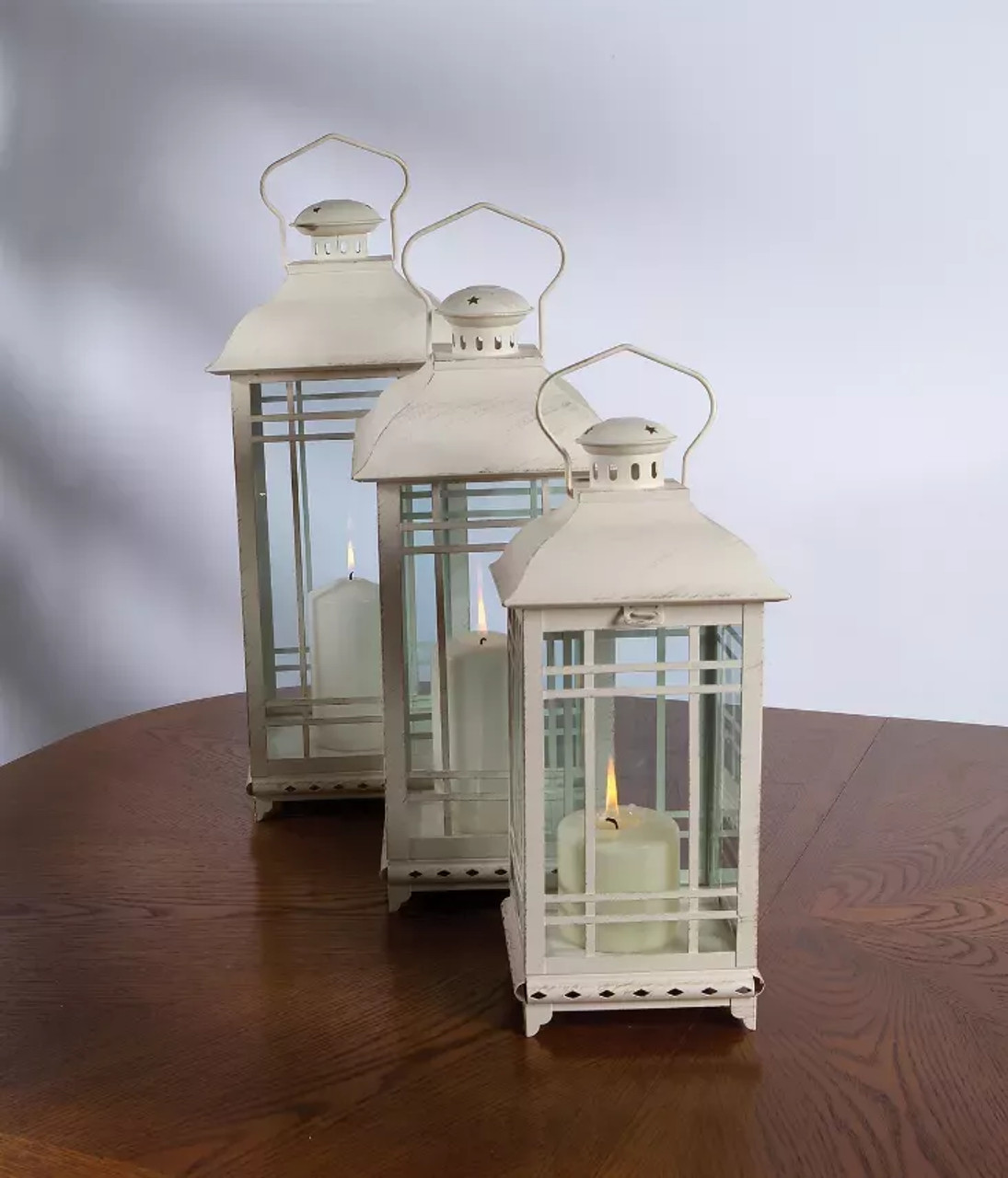 Lantern (Set of 3) 14"H, 17"H, 20"H Metal/Glass - 28076DS