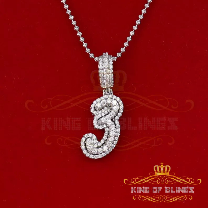 10k White Gold Finish Cursive 3D Numbers With Lab Created Diamonds Silver Pendant - 18579W3-A49KOB-001