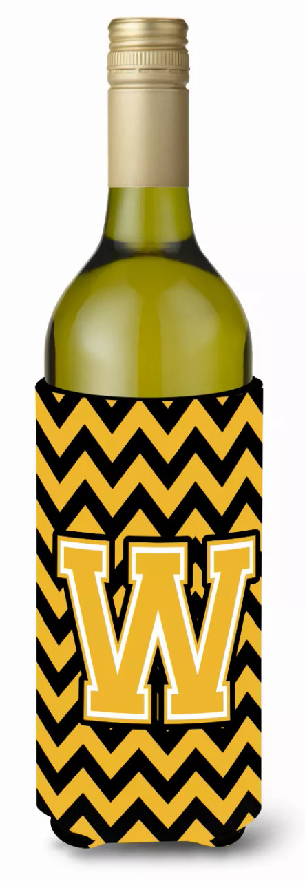 Monogram Letter Chevron Wine Bottle Hugger - CJ1053-WLITERK