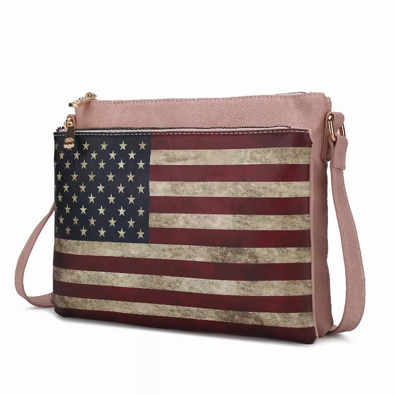 Madeline Printed Flag Vegan Leather Women's Crossbody Bag - S001652B002246P000098V007