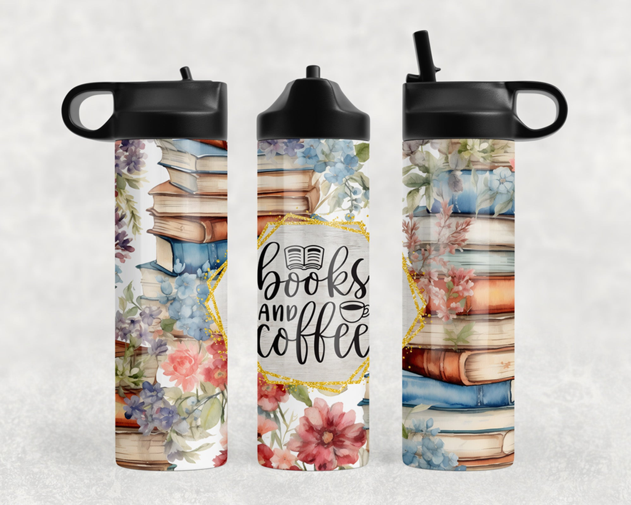 Books and Coffee Neoprene Car Coaster Set