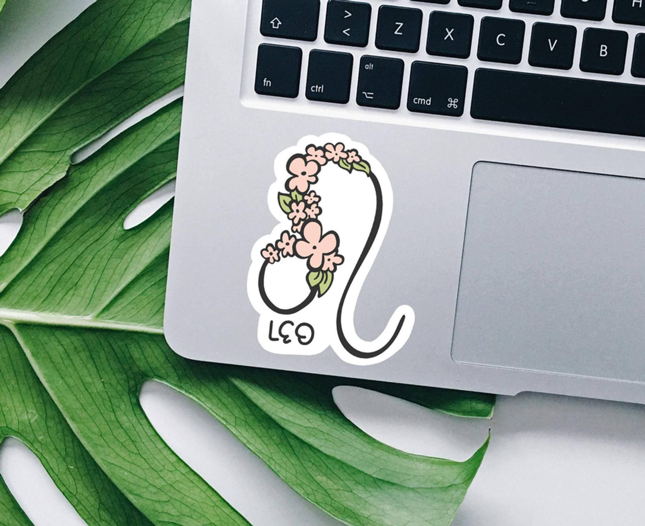 Flowered Leo Vinyl Sticker