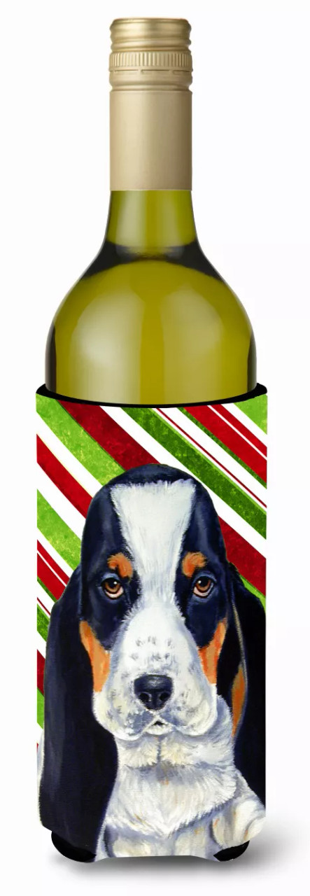 Candy Cane Holiday Christmas Design with Dog Wine Bottle Hugger - S000213B001695P033033V000