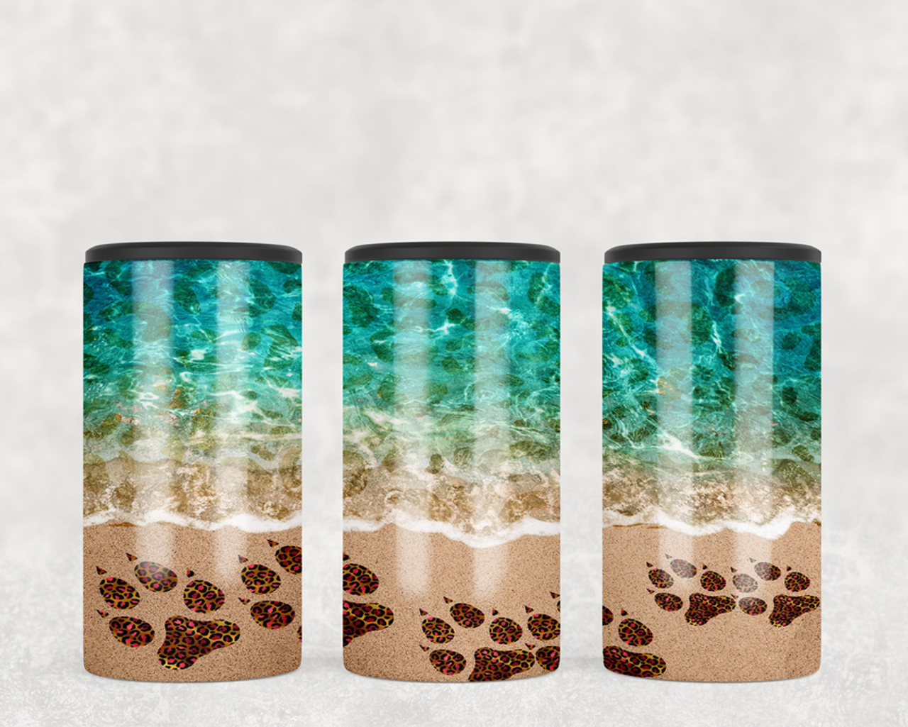 Paw Prints Beach  Steel can hugger - optional speaker