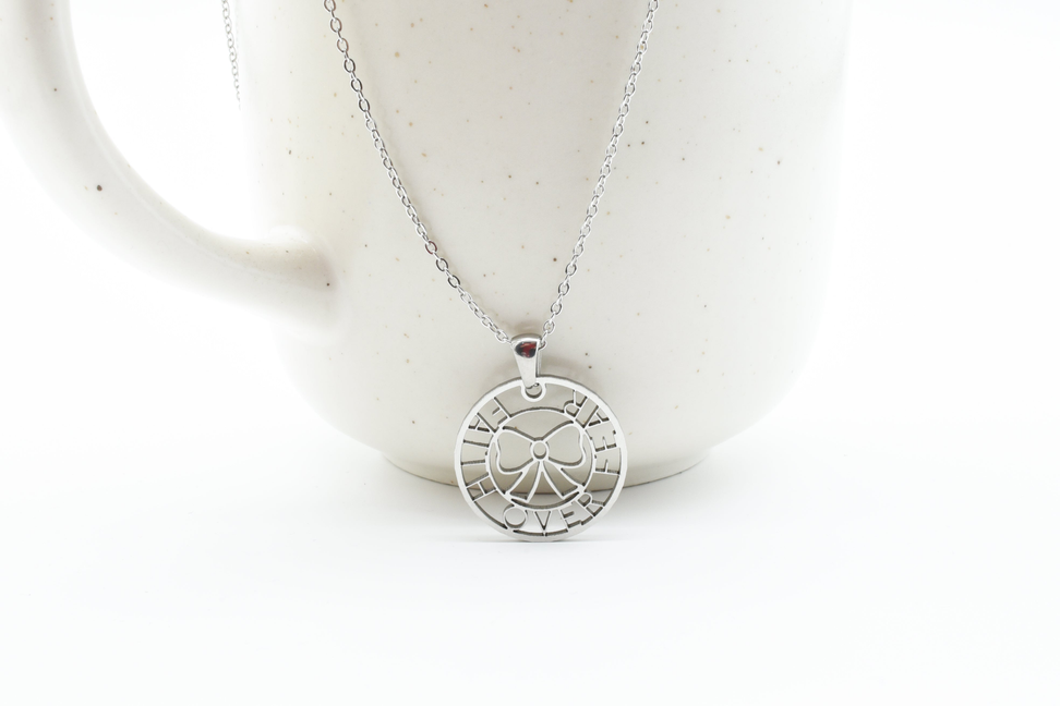 Inspirational Pink Box Emblem Cutout Necklace - PinkBox5-01927