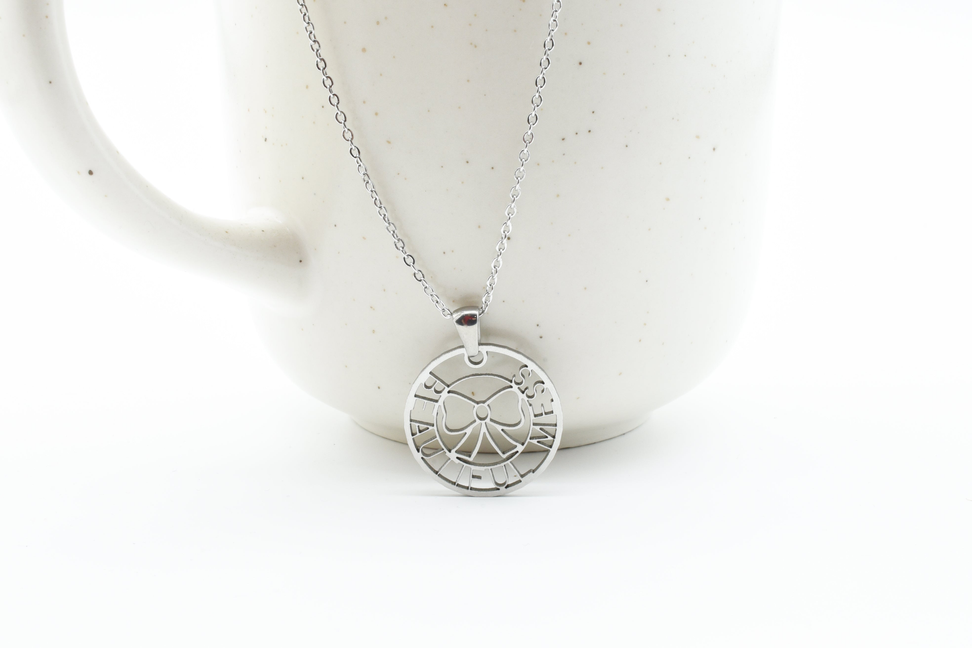 Inspirational Pink Box Emblem Cutout Necklace - PinkBox5-01923