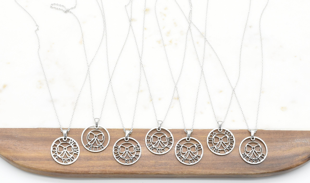 Inspirational Pink Box Emblem Cutout Necklace - PinkBox5-01942