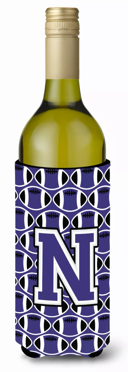 Monogram Letter Football Wine Bottle Hugger - CJ1068-NLITERK