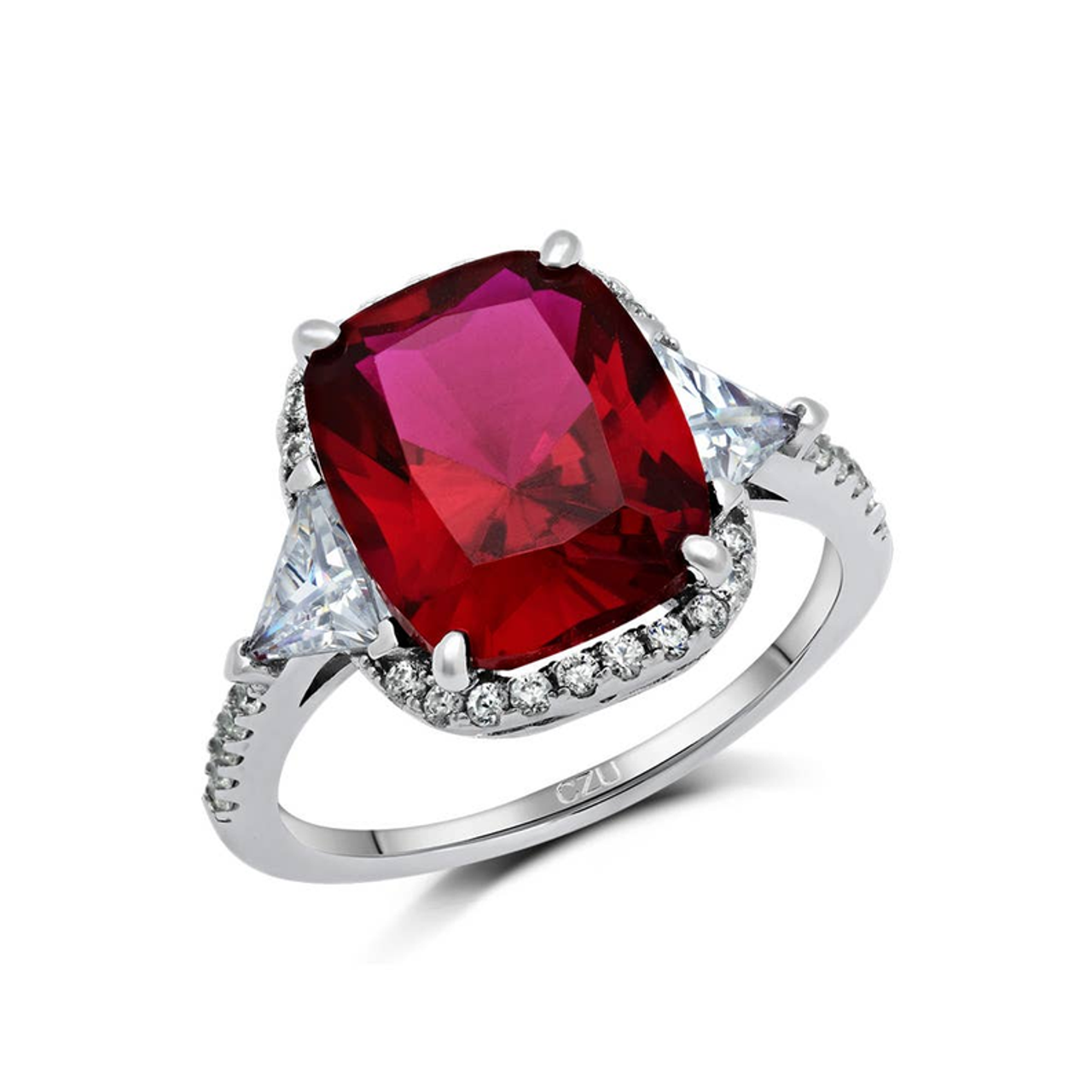 Red Micro Pave Engagement Ring - S002408B002752P000127V004